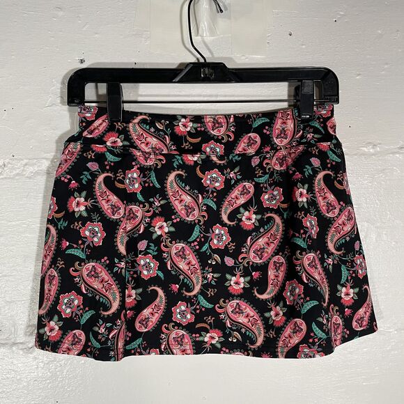 NWT Lands’ End Swim Skirt Size 4 Paisley Print Black Pink Floral Lycra Xtra Life - Picture 5 of 10